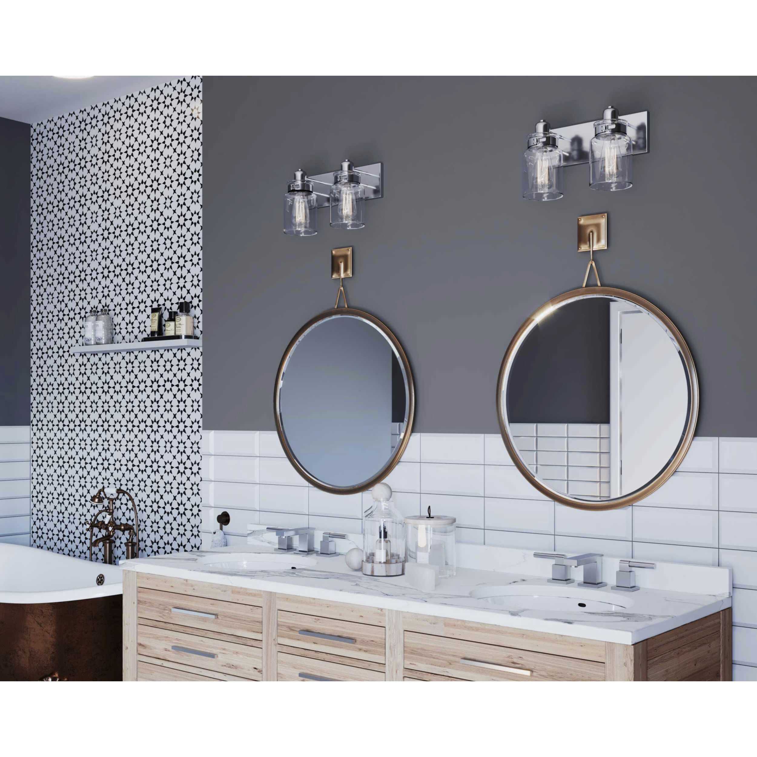 Progress P300046 009 Calhoun 2 Light 13 inch Brushed Nickel Bath Vanity Wall Light
